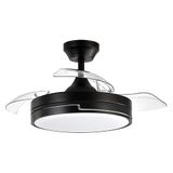 Eden pulse Plafondventilator, 48 W, 4800 lm, zwart, 3 uitklapbare vleugels, 3 temperaturen, afstandsbediening, 34,5/47 x 41/91 cm