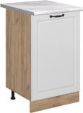 Vicco R-Line meuble de cuisine bas, blanc campagne/chêne doré, plan de travail en marbre de 50 cm