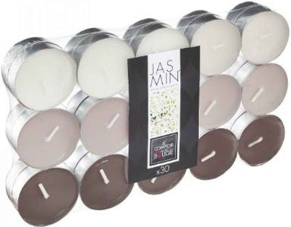 Atmosphera de createur Fleurige kaarsen - Waxinelichtjes - 30 stuks - Theelichtjes - Jasmijn
