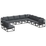 vidaXL Banc de jardin noir aluminium 10 places