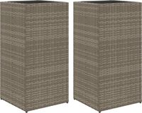 vidaXL Plantenbakken 2 st 40x40x80 cm poly rattan grijs