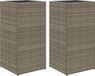 vidaXL Jardinière 2 pcs 40x40x80 cm poly rattan gris