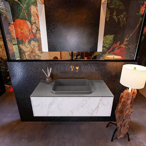 Mondiaz ERIN 100cm badmeubelset carrara / Dark grey