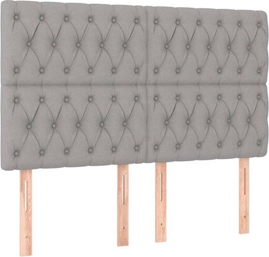 vidaXL Hoofdbord Lichtgrijs Stof 160x7x118/128 cm