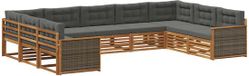 vidaXL Hoek loungeset 9-delig Acacia Hout Natuurlijk en Antraciet