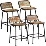 vidaXL Barkrukken - 4 stuks - 46x35,5x70 cm - Massief gerecycled hout