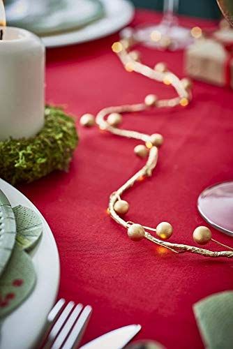 Talking Tables Kerstfeest slinger met verlichting gouden bessen Xmas open haard, Tafel Decoraties Batterij Bediende 2M, 40 LEDs