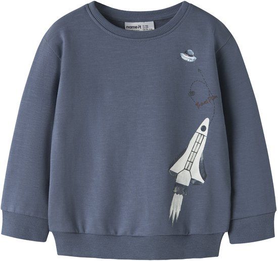 NAME IT Jongens Sweater NMMDACE LS NREG SWEAT UNB BOX - Maat 92 - Vintage Indigo