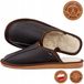 Pantoufles homme cuir doublées laine de mouton couleur marron cousues main taille 43