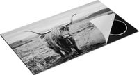 Chefcare Inductie Beschermer Schotse Hooglander Koe - Zwart Wit - 95x55 cm