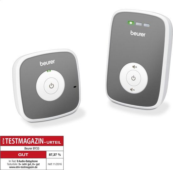 Beurer BY 33 Babyfoon - DECT - 300m Bereik - Geluidsactivering - Wit/Antraciet