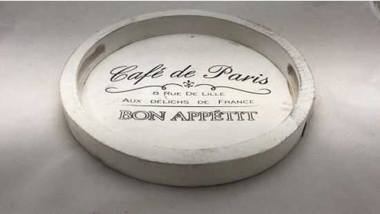 Dienblad hout wit Cafe de Paris - Rond