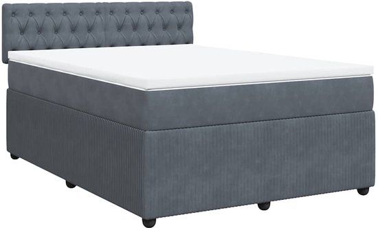 vidaXL Boxspring met matras fluweel donkergrijs 140x190 cm