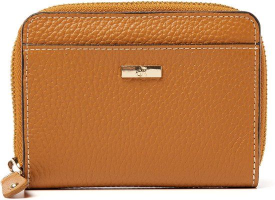 dR Amsterdam Damesportemonnee - Golden Oak - Ritsportemonnee - Leer - RFID - 6 pasjes