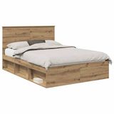 vidaXL Bedframe Ambachtelijk Eiken 150 x 200 cm Massief Grenenhout