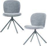 WOOOD Femke Eetkamerstoelen - Chenille Stof - Blauw - Set van 2