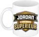 Bellatio Decorations Naam mok Jordan - wit - Superieur - keramiek - 300 ml - beker voor collega - cadeau
