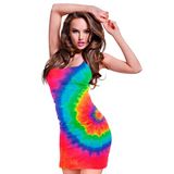 WIDMANN MILANO PARTY FASHION Psychedelische jurk voor dames, slagermove, hippiejurk, mini-jurk