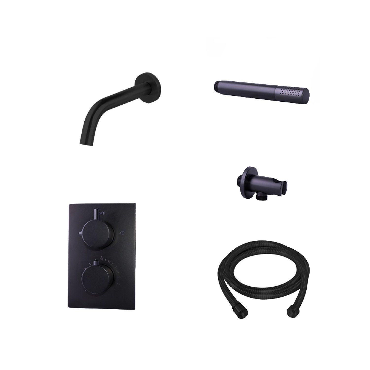 Boss & Wessing Badkraan inbouw boss & wessing exclusive compleet met handdouche mat zwart