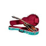 Crossrock ABS gegoten koffer voor mandoline in F-stijl | Matte getextureerde afwerking, pluche interieur, vergrendelingsvergrendeling, rugzakriemen - duurzame hardshell-bescherming - mintblauw