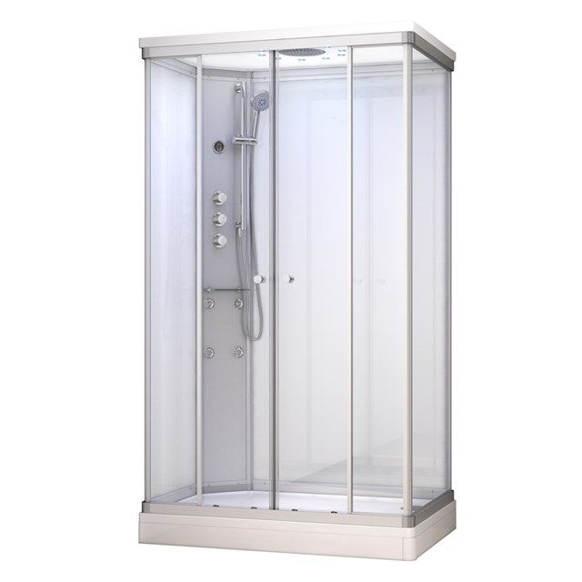 Maxaro Complete Douchecabine 140x90cm Wit Modera Watermassage LED Verlichting - 6095713827819