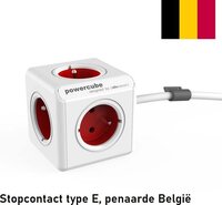 DesignNest PowerCube Extended - Stekkerdoos - 5 stopcontacten - 3m - Rood/Wit