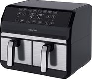 Sencor Air Fryer luchtfriteuse, dubbelvoudig, high-speed luchtcirculatietechnologie, touch-bediening, klaar in 3 minuten, 1700 W, totale capaciteit 8 l, kleur zilver