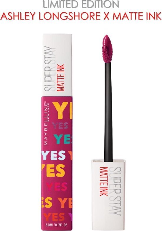 Maybelline Limited Edition Ashley Longshore x Matte Ink - SuperStay Matte Ink 120 Artist - langhoudende lipstick met een trendy ultra matte finish die tot 16 uur blijft zitten - roze liquid lipstick - 5 ml