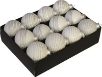Othmar Decorations Boules de Noël de luxe - décoré - 12x pièce - blanc - D7,5 cm - verre