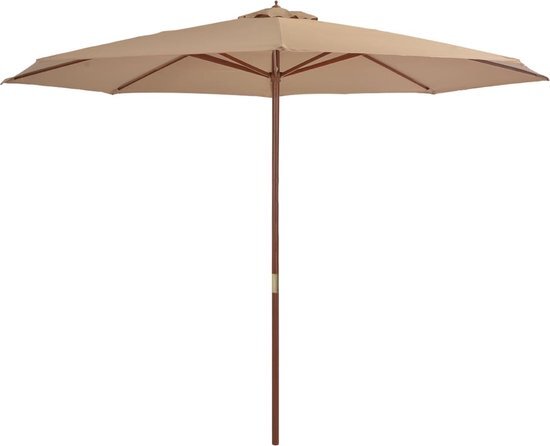 vidaXL Parasol met houten paal 350 cm taupe