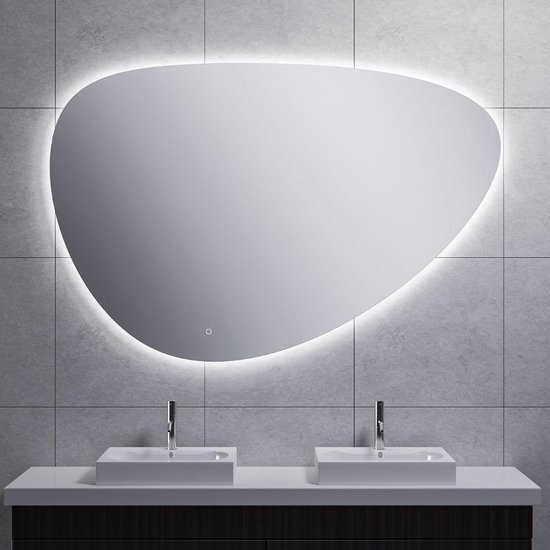 Wiesbaden Uovo Spiegel asymetrisch 150cm met spiegelverwarming met LED verlichting rondom dimbaar 38.4169