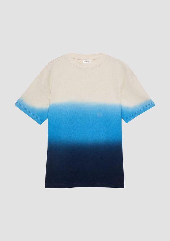 s.Oliver T-shirt navy katoen ronde hals korte mouw Colorblock kinderen 158/164