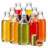KADAX Set van 10 glazen flessen van 330 ml met schroefdop, goudkleurig
