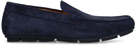 Manfield - Heren - Donkerblauwe suède loafer - Maat 40