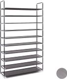 Merkloos Relaxdays schoenenrek - 10 etages - 50 paar - 175,5x100x29 cm - metaal - stof - bordeaux