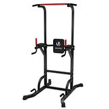 VOUNOT Krachtstation Dip Station, multifunctionele Power Tower voor thuis, met optrekstang, laadcapaciteit 150 kg, zwart