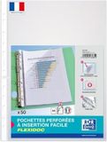 OXFORD Flexidoc 50 stuks geperforeerde hoezen, zijkant, A4, polypropyleen, glad, dikte 7/100, kleurloos