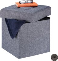 Opbergpoef - Opvouwbaar - Zacht - Stof - Grijs - 41 x 38 x 38 cm