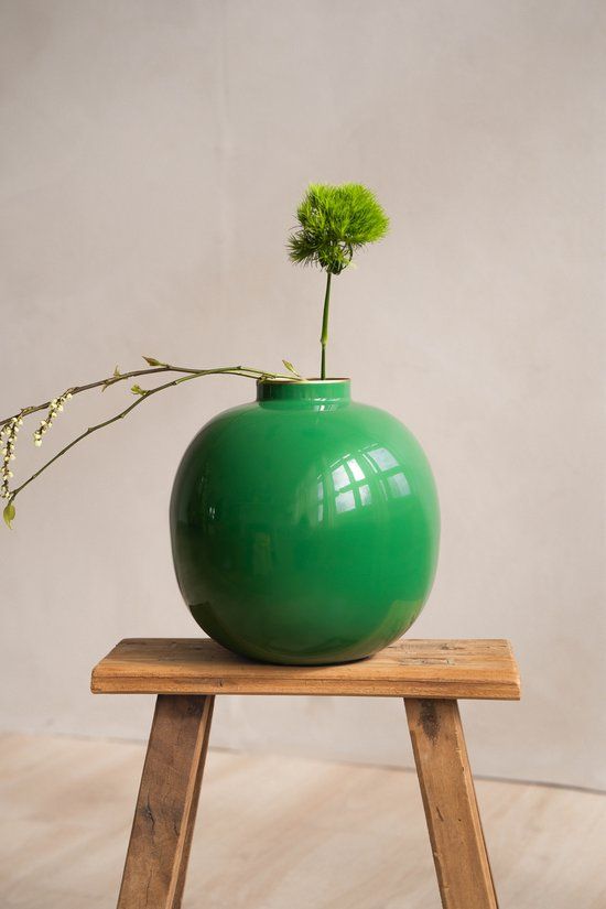 PIP studio Metalen Vaas voor Bloemen - Groen - 23cm - 8720812327134