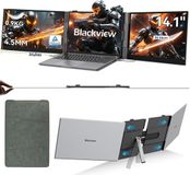 Blackview DCM6 Portable Monitor - 14" Dual Screen - Portable Screen - Portable Monitor for Laptop 13"-17.3" - Laptop Screen Extender - - Extra laptop screen - Plug & Play - Includes cables and protective case - Grey