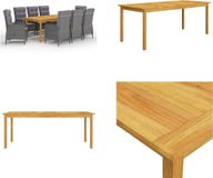 vidaXL 9-delige Tuinset Hout Rechthoekige Eettafel Grijs Inclusief Kussen