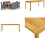 vidaXL 9-delige Tuinset Hout Rechthoekige Eettafel Grijs Inclusief Kussen