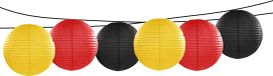 Merkloos Feest/tuin versiering 6x stuks luxe bol-vorm lampionnen zwart-geel-rood dia 35 cm
