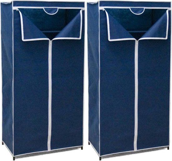 2x Opvouwbare Kledingkast - 75x50x160cm - Blauw