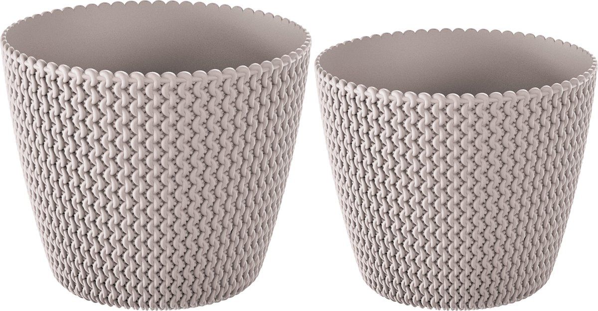 Prosperplast Plantenpotten/bloempot set 4x kunststof taupe 30 x 25 en 26 x 22 cm