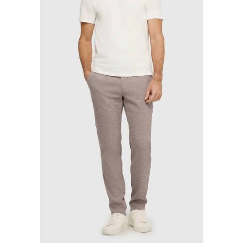 MAC Lennox Sport slim casual broek met linnen lichtbruin
