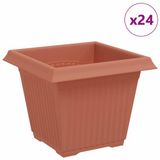 vidaXL Vierkante Bloempot 24 st Baksteenrood 20 x 20 x 16 cm Kunststof