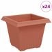 vidaXL Vierkante Bloempot 24 st Baksteenrood 20 x 20 x 16 cm Kunststof