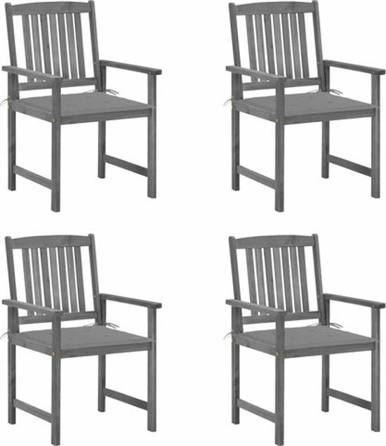 VidaXL Tuinstoelen 4 stuks met kussens massief acaciahout grijs