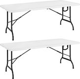 Casaria Tuintafel – Set van 2 183x76cm Klapbaar Draaggreep - Wit